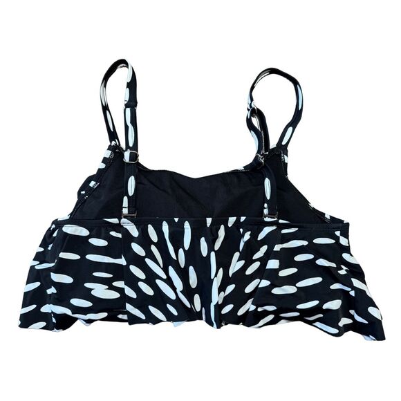 SHAPERMINT Swim Ruffled Bikini Top Padded Elongated Polka Dot Black White NWOT M - Picture 4 of 6